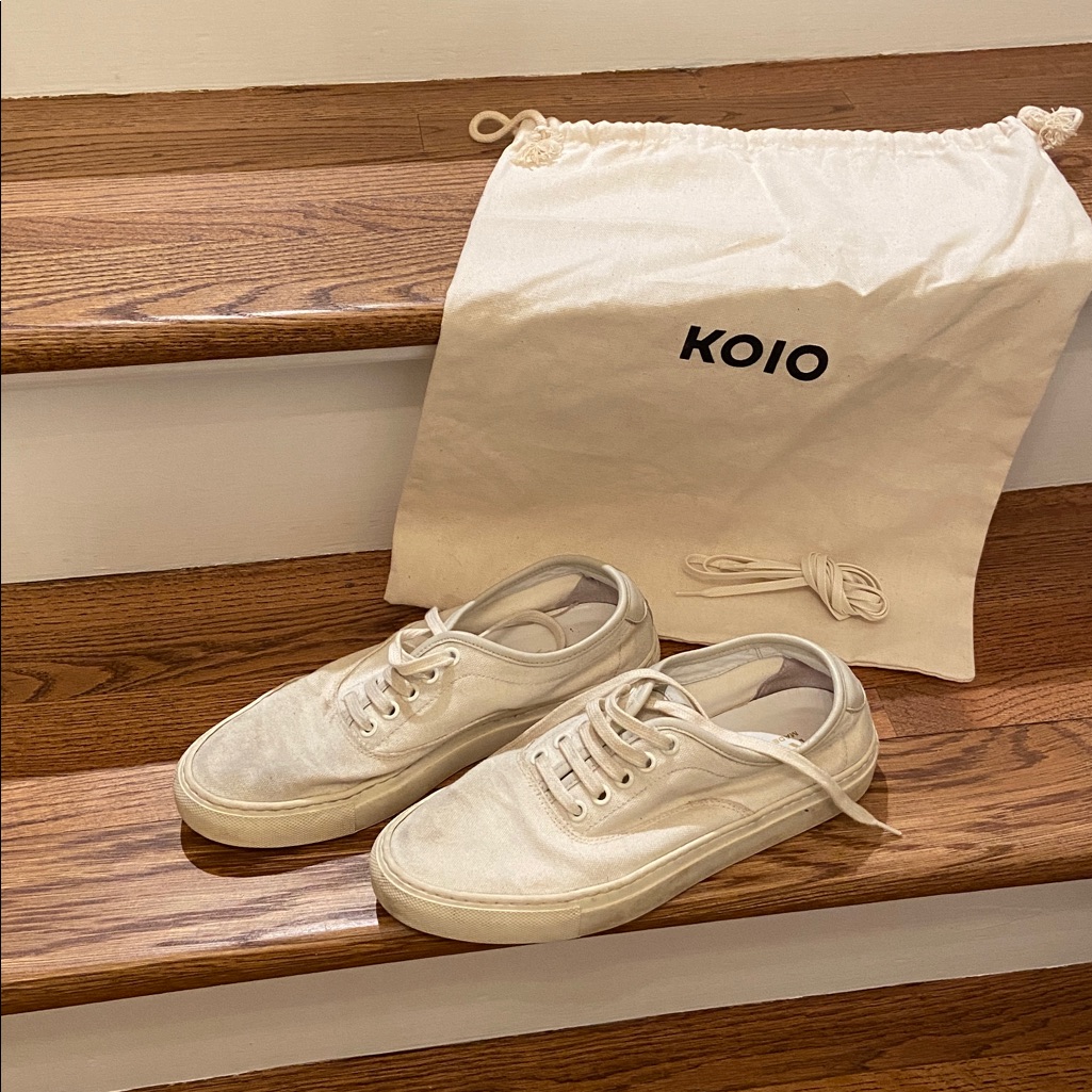 Koio Portofino White Sneaker Size 38 Canvas Tennis Shoe/Made In Italy Classic